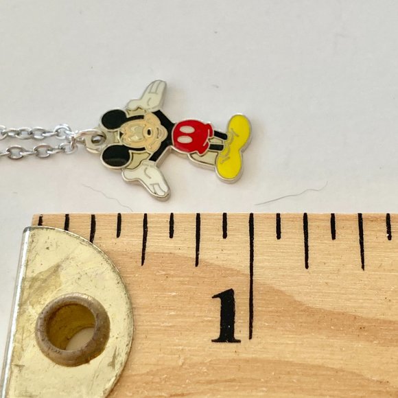 Vintage Disney Mickey Mouse Charm Necklace Disneyana Enamel Smiling signed - Picture 5 of 5